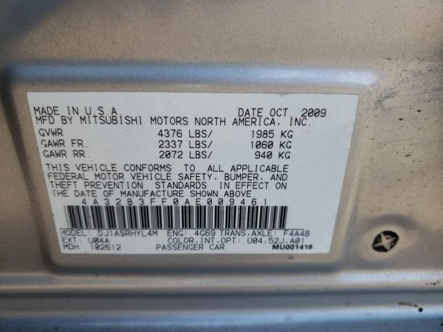 2010 MITSUBISHI GALANT ES 4A32B3FF0AE009461
