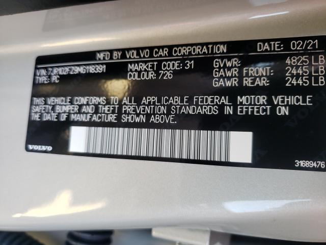 2021 VOLVO S60 T5 R-D 7JR102FZ9MG118391