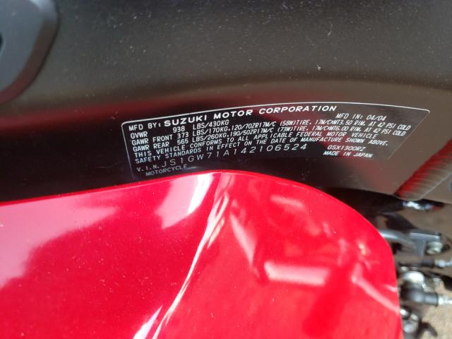 2004 SUZUKI GSX1300 R JS1GW71A142106524