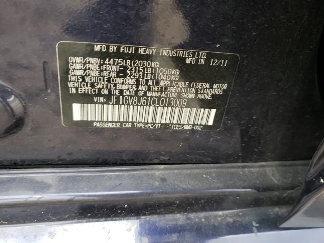 2012 SUBARU IMPREZA WR JF1GV8J61CL013009