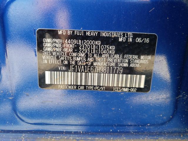 2017 SUBARU WRX PREMIU JF1VA1E67H9811779