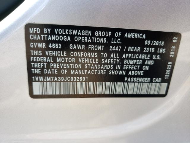 2018 VOLKSWAGEN PASSAT GT 1VWJM7A39JC032601