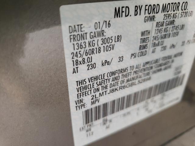 2016 LINCOLN MKX SELECT 2LMTJ8KR6GBL52898