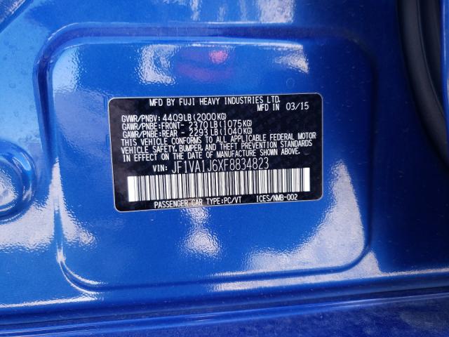 2015 SUBARU WRX LIMITE JF1VA1J6XF8834823