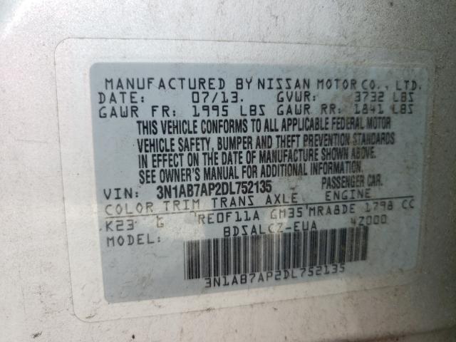 2013 NISSAN SENTRA S/S 3N1AB7AP2DL752135