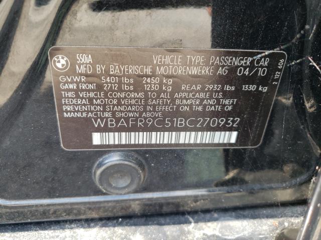 2011 BMW 550 I WBAFR9C51BC270932