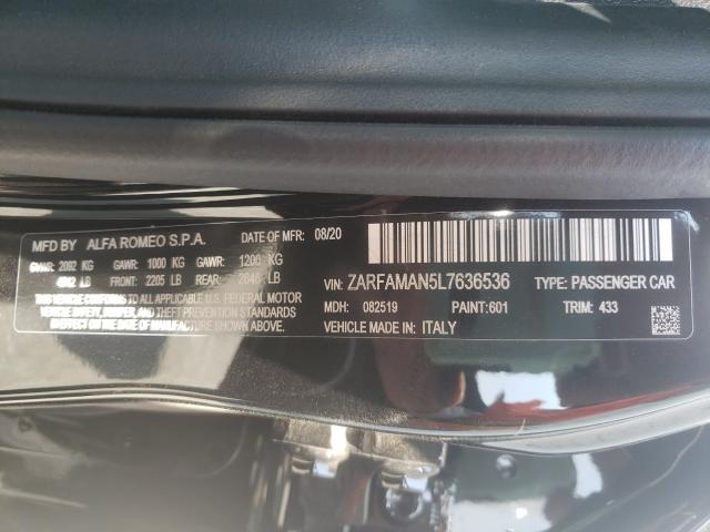2020 ALFA ROMEO GIULIA ZARFAMAN5L7636536