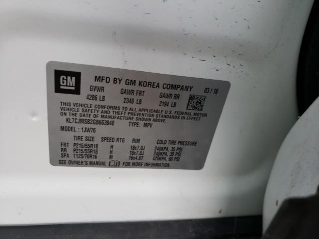 2016 CHEVROLET TRAX LTZ KL7CJMSB2GB663940