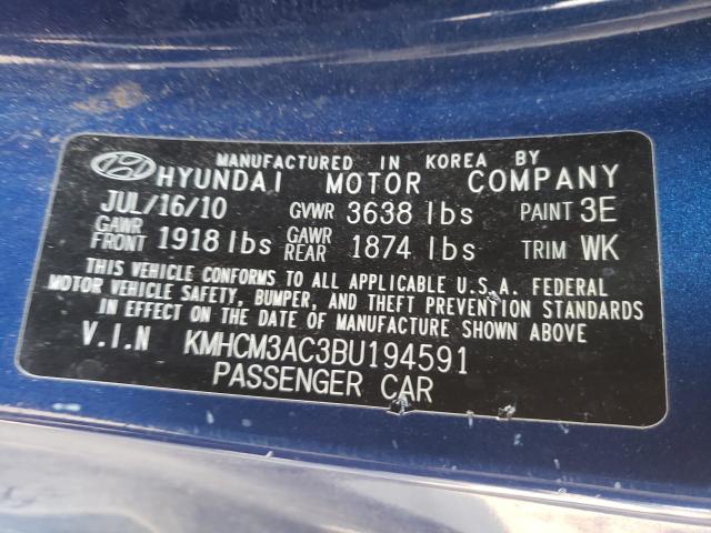 2011 HYUNDAI ACCENT GL KMHCM3AC3BU194591