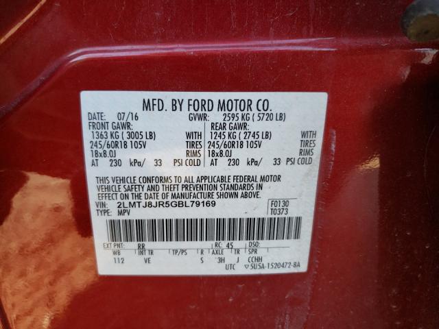 2016 LINCOLN MKX PREMIE 2LMTJ8JR5GBL79169