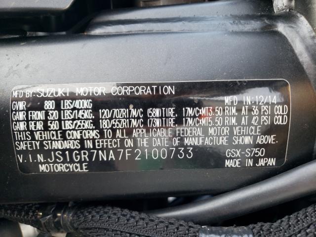 2015 SUZUKI GSX-S750 JS1GR7NA7F2100733