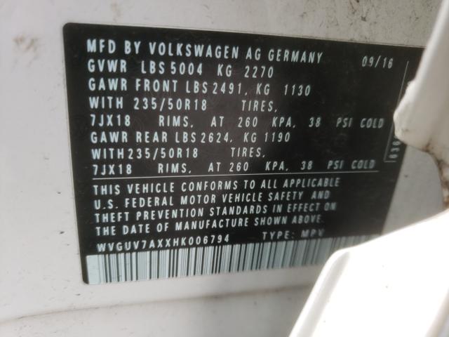 2017 VOLKSWAGEN TIGUAN SPO WVGUV7AXXHK006794