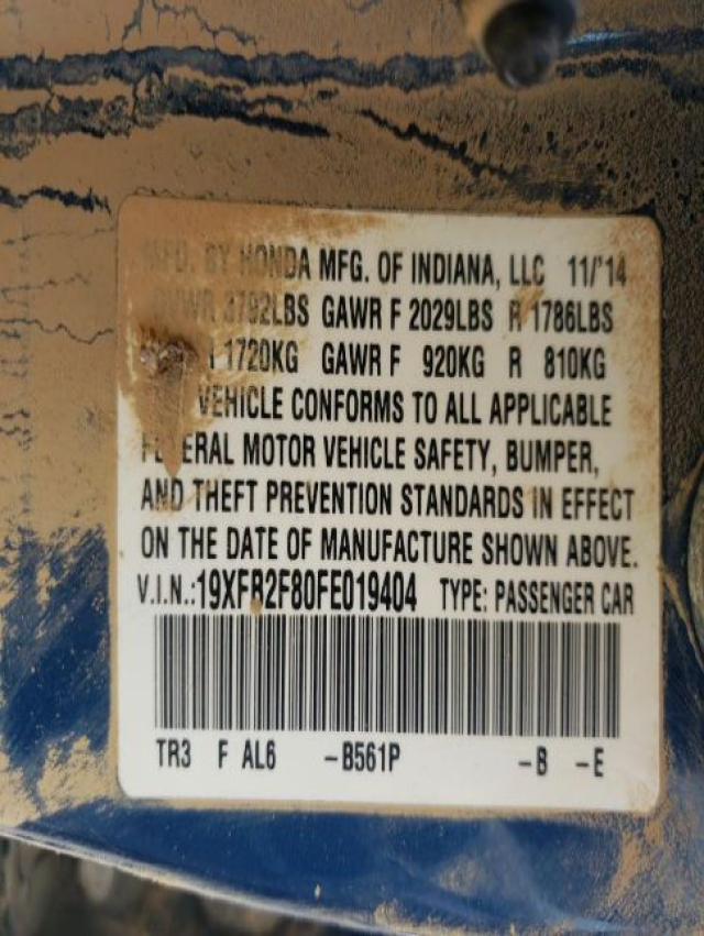 19XFB2F80FE019404 Honda Civic Ex 2015. Фото: 9