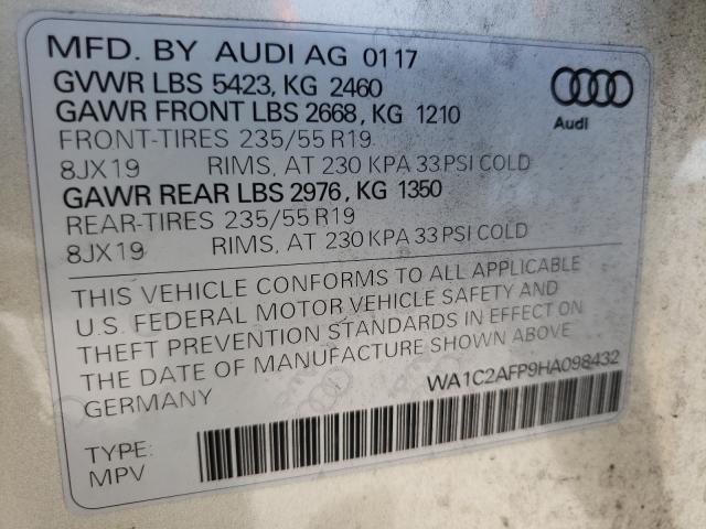 VIN WA1C2AFP9HA098432 2017 Audi Q5, Premium no.10