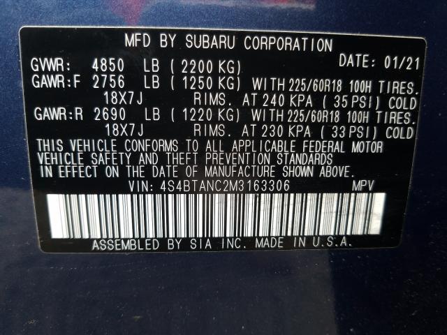 2021 SUBARU OUTBACK LI 4S4BTANC2M3163306