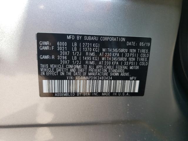 2019 SUBARU ASCENT LIM 4S4WMAPD9K3483434