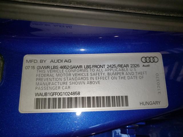 2016 AUDI S3 PREMIUM WAUB1GFF0G1024858