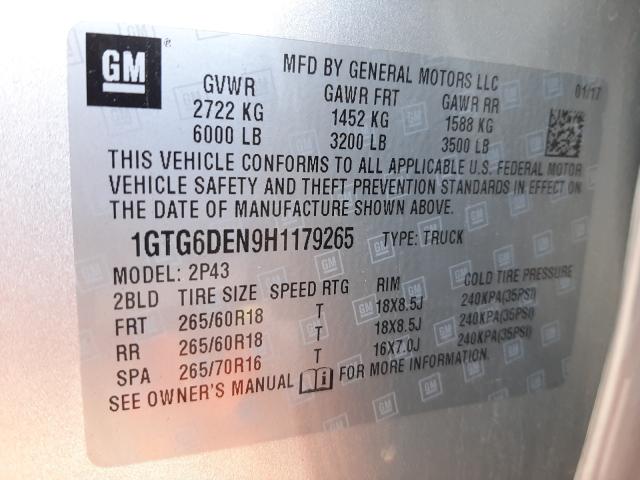 2017 GMC CANYON SLT 1GTG6DEN9H1179265