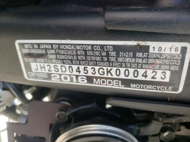 2016 HONDA CRF1000 JH2SD0453GK000423