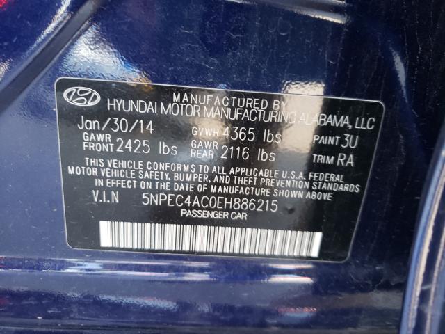 2014 HYUNDAI SONATA SE 5NPEC4AC0EH886215