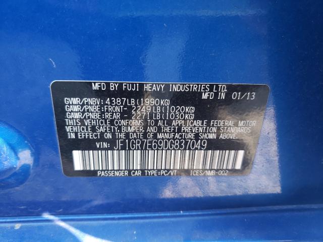 2013 SUBARU IMPREZA WR JF1GR7E69DG837049