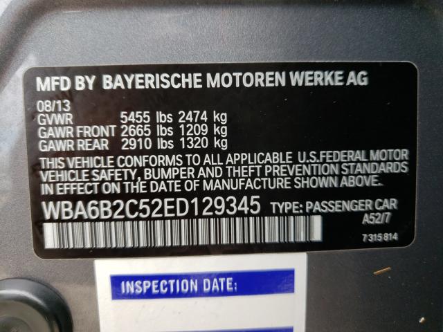 VIN WBA6B2C52ED129345 2014 BMW 6 Series, 650 I Gran... no.10