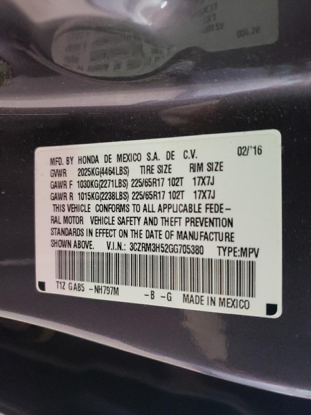 2016 HONDA CR-V 3CZRM3H52GG705380