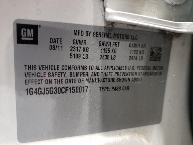 2012 BUICK LACROSSE T 1G4GJ5G30CF150017