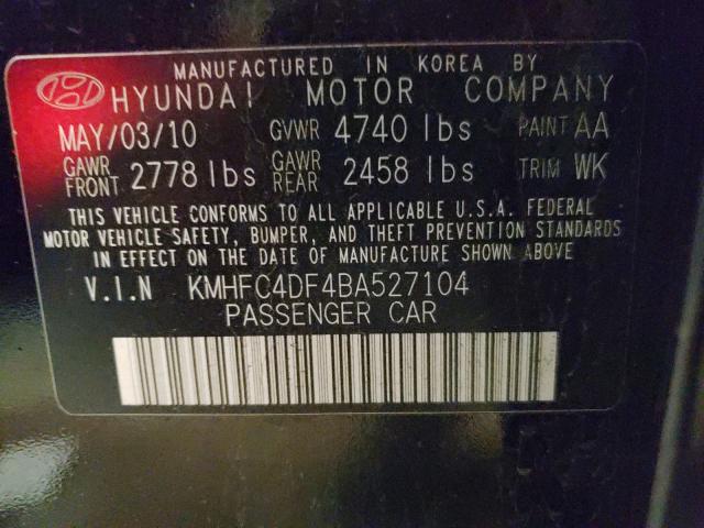 2011 HYUNDAI AZERA GLS KMHFC4DF4BA527104