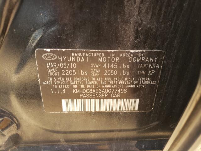 2010 HYUNDAI ELANTRA TO KMHDC8AE3AU077498