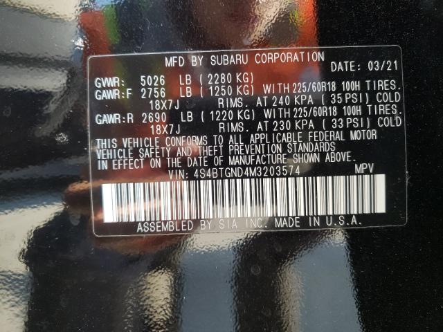 2021 SUBARU OUTBACK LI 4S4BTGND4M3203574