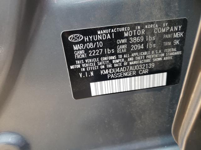 2010 HYUNDAI ELANTRA BL KMHDU4AD7AU032139