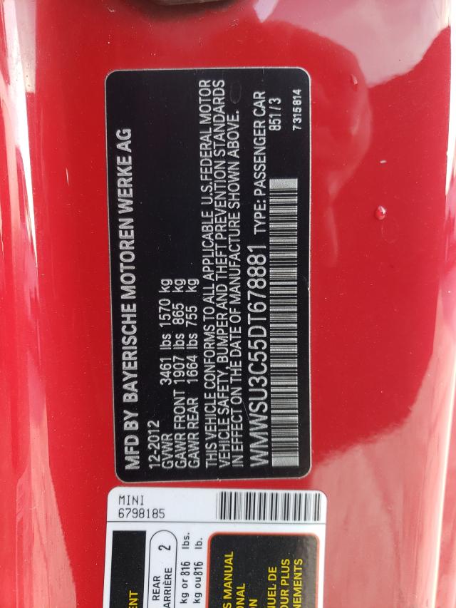 2013 MINI COOPER CLU WMWSU3C55DT678881