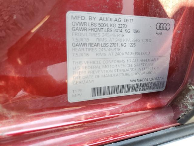 2018 AUDI A4 ALLROAD WA19NBF41JA062768