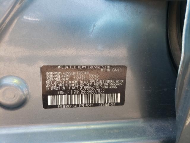 2011 SUBARU IMPREZA OU JF1GH6D66BH807822