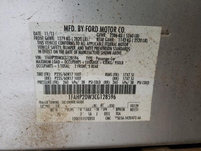 2012 FORD TAURUS 1FAHP2DW3CG128596