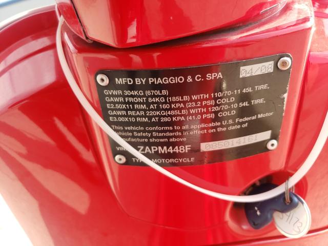 2008 VESPA LX 150 ZAPM448F085014161