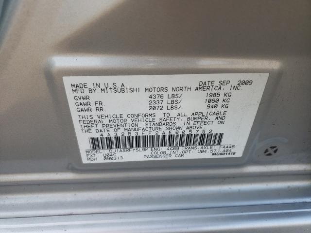 2010 MITSUBISHI GALANT 4A32B3FF2AE005752