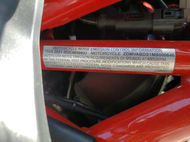 2021 DUCATI SUPERSPORT ZDMVABDS1MB000646