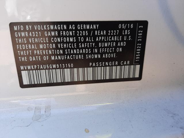 2016 VOLKSWAGEN E-GOLF SE WVWKP7AU5GW913150