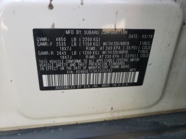 2019 SUBARU OUTBACK TO 4S4BSETC5K3335242