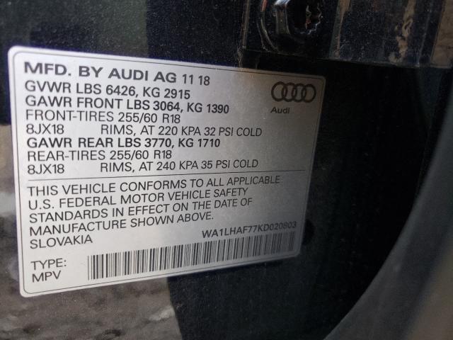 VIN WA1LHAF77KD020803 2019 Audi Q7, Premium Plus no.10