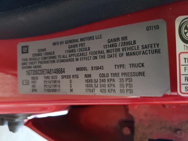 2010 GMC CANYON SLE 1GTDSCDE7A8148684