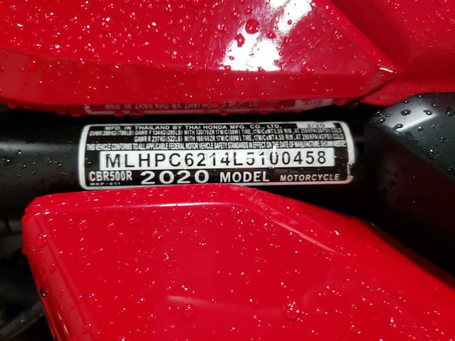 2020 HONDA CBR500 R MLHPC6214L5100458