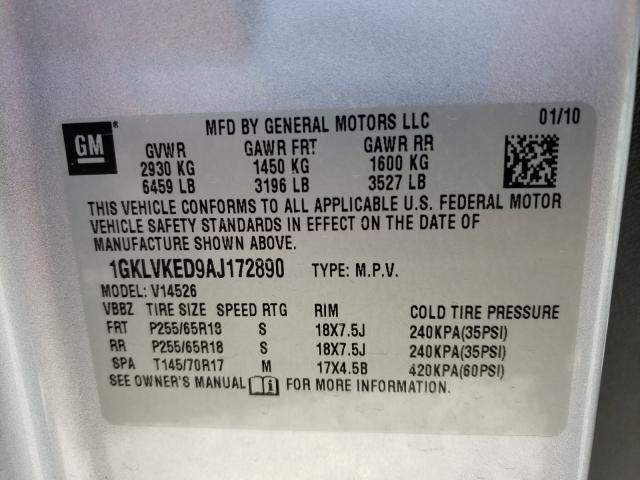 2010 GMC ACADIA SL 1GKLVKED9AJ172890