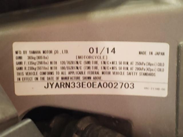 2014 YAMAHA FZ09 JYARN33E0EA002703