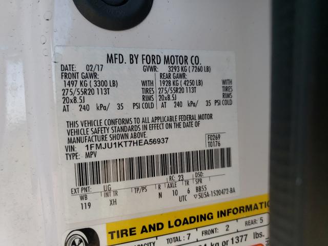 1FMJU1KT7HEA56937 Ford Expedition 2017. Фото: 9