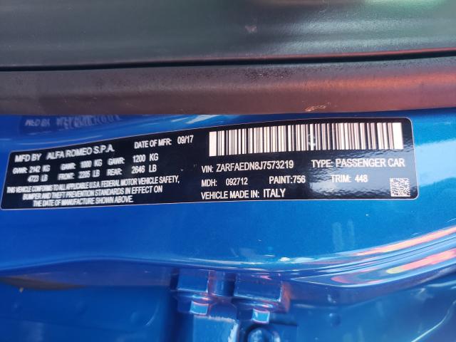 2018 ALFA ROMEO GIULIA Q4 ZARFAEDN8J7573219