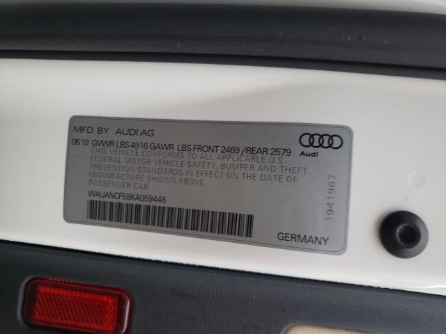 VIN WAUANCF58KA059446 2019 AUDI A5 no.10