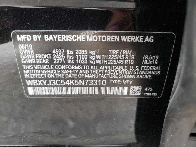 VIN WBXYJ3C54K5N73310 2019 BMW X2, Sdrive28I no.10